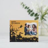 ハッピーハローウィン黒い魔女の写真 ポストカード (スタンド正面)