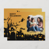 ハッピーハローウィン黒い魔女の写真 ポストカード (正面/裏面)