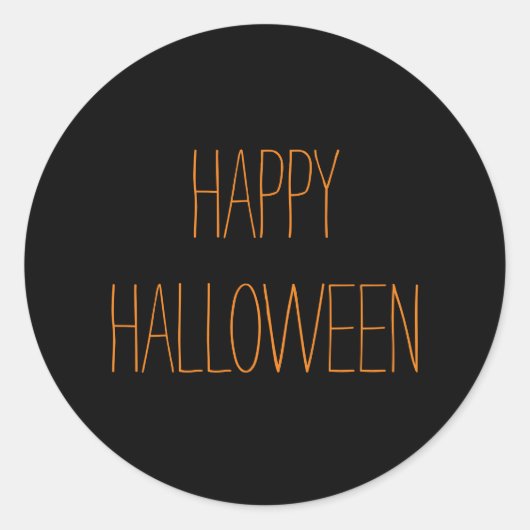 ハッピーハローウィン黒オレンジ色の不気味な手書 ラウンドシール (正面)