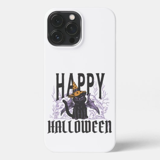 ハッピーハローウィン黒猫こうもり翼 iPhoneケース (裏面)