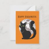 ハッピーハローウィン黒猫の追加メッセージ ノートカード (正面)