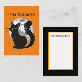 ハッピーハローウィン黒猫の追加メッセージ ノートカード