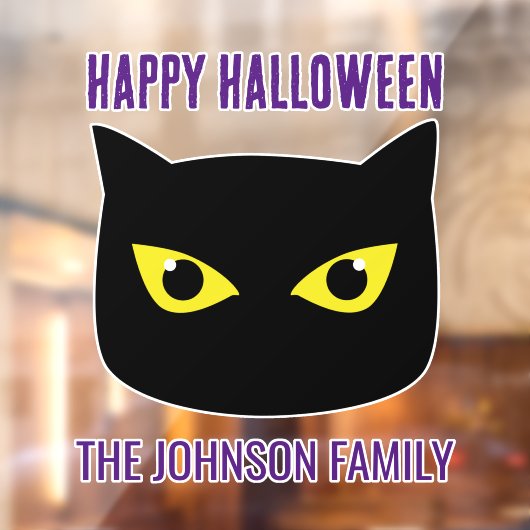 ハッピーハローウィン黒猫イエローアイズ家族名 ウィンドウサイン (シート2)