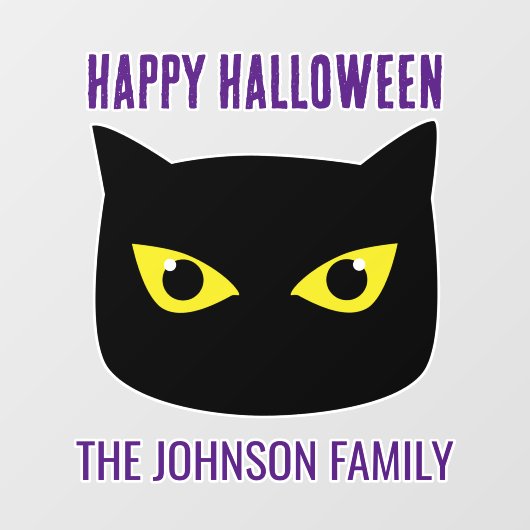ハッピーハローウィン黒猫イエローアイズ家族名 ウィンドウサイン (シート)
