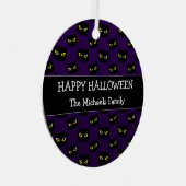 ハッピーハローウィン黒猫イエローアイズ家族名 メタルオーナメント (正面右)