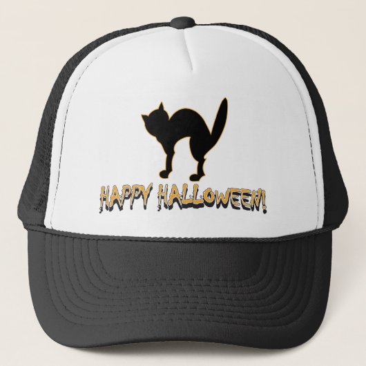ハッピーハローウィン黒猫 キャップ (正面)