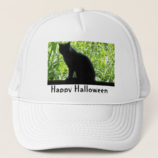 ハッピーハローウィン黒猫 キャップ (正面)