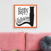 ハッピーハローウィン黒猫 キャンバスプリント (インサイチュ (リビング))