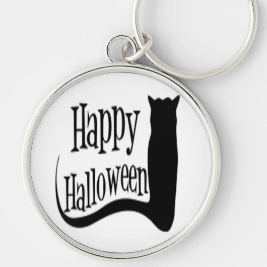 ハッピーハローウィン黒猫 キーホルダー (正面)