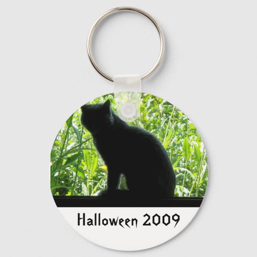 ハッピーハローウィン黒猫 キーホルダー (正面)