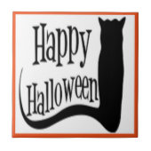 ハッピーハローウィン黒猫 タイル (正面)