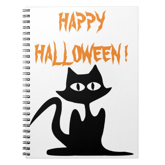 ハッピーハローウィン黒猫 ノートブック (正面)