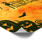 ハッピーハローウィン黒猫、フクロウ、カボチャ ポスター (角)