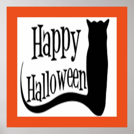 ハッピーハローウィン黒猫 ポスター (正面)
