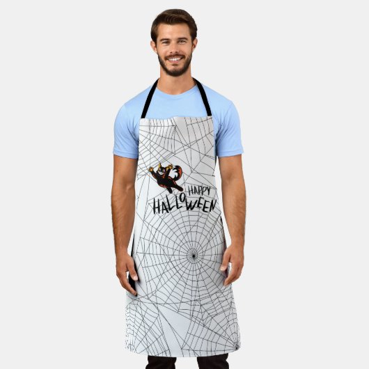 ハッピーハローウィン黒猫 |ユニセックス | |トレンディー エプロン (着用した状態)