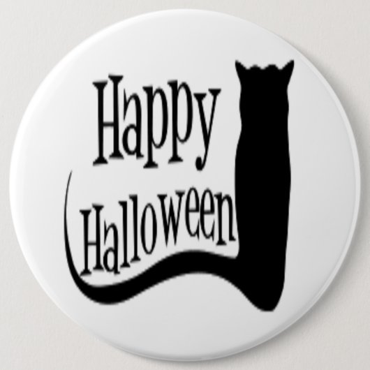 ハッピーハローウィン黒猫 缶バッジ (正面)
