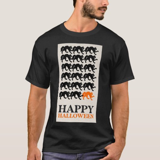 ハッピーハローウィン黒猫 Tシャツ (正面)
