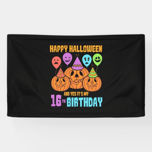 ハッピーハローウィン16誕生日 横断幕 (横)