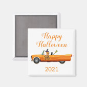 ハッピーハローウィン2021オレンジカースイッチキャットマグネット マグネット (正面/裏面)