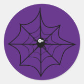 ハッピーハローウィン |かわいいスパイダー&くもの巣 ラウンドシール (正面)