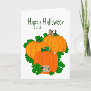 ハッピーハローウィン、かわいいネズミとカボチャ カード