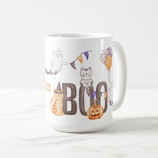 ハッピーハローウィン |かわいい子猫とブー コーヒーマグカップ (正面右)