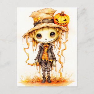 ハッピーハローウィン かわいい小さかかし ポストカード