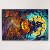 ハッピーハローウィン |かわいい幽霊のよく出る家 ジグソーパズル (横)