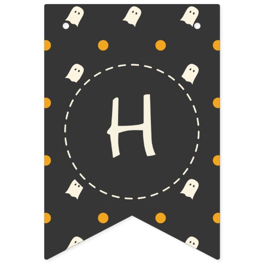 ハッピーハローウィン。かわいい幽霊カボチャ水玉模様。 バンティングフラッグ (第1の旗)