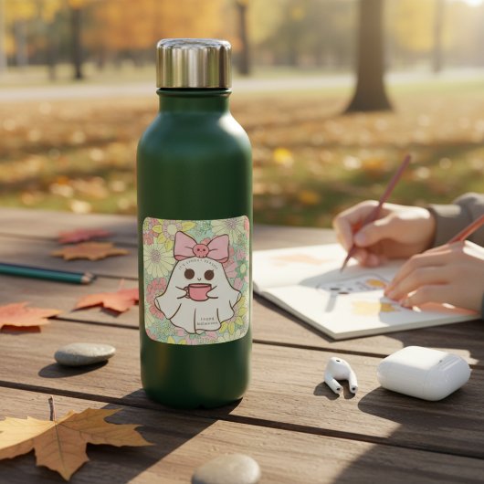 ハッピーハローウィン:かわいい幽霊フローラ スクエアシール