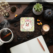 ハッピーハローウィン:かわいい幽霊フローラ スクエアシール