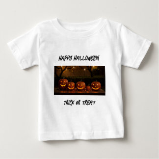ハッピーハローウィン、かわいい彫りカボチャ ベビーTシャツ