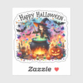 ハッピーハローウィン – かわいい魔女、魔法とこうもり シール (シート)