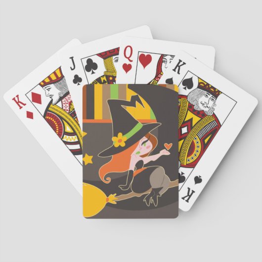 "ハッピーハローウィン"のかわいい赤毛の魔法使い トランプ (裏面)