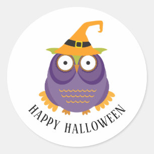 ハッピーハローウィン。ふくろう.トリックまたは治療。動物 ラウンドシール
