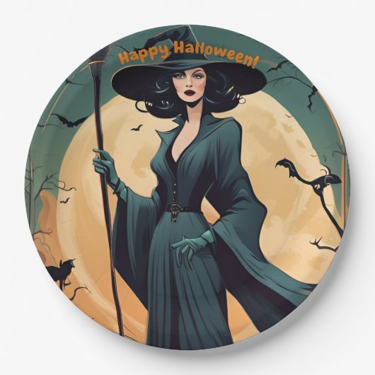 ハッピーハローウィン、アールデコウィッチ、コスチュームパーティー ペーパープレート (正面)