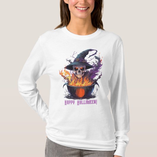 ハッピーハローウィン!ウィッチスカル Tシャツ (正面)
