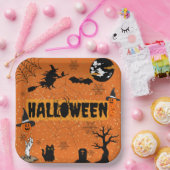 ハッピーハローウィン（オレンジ）紙プレート ペーパープレート (パーティー)