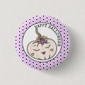 ハッピーハローウィン |カボチャと水玉模様 缶バッジ (正面)