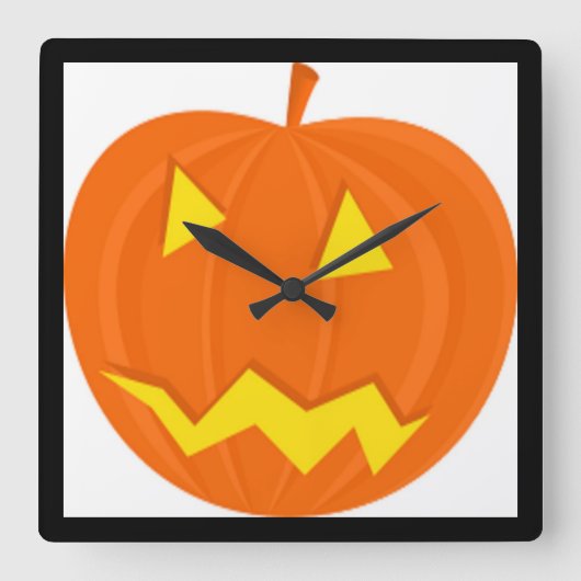 「ハッピーハローウィン」カボチャ スクエア壁時計 (正面)