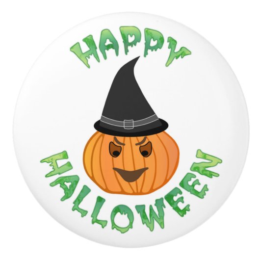 「ハッピーハローウィン」カボチャ セラミックノブ (正面)