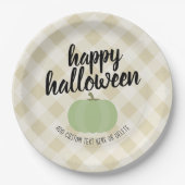 ハッピーハローウィン – カワイカボンプキンファームハウスカラー ペーパープレート (正面)