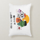 「ハッピーハローウィン」キッズスロー付き不気味なおもしろい アクセントクッション (正面(垂直))