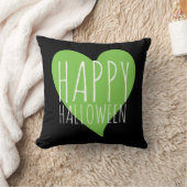 ハッピーハローウィン/グリーンハートブラック&グレーストライプズ クッション (ブランケット)