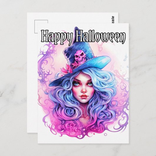 ハッピーハローウィン – サレムウィッチイラストレーション ポストカード (正面/裏面)