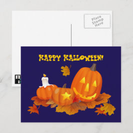 ハッピーハローウィン!ジャッおもしろいク・オランタン ポストカード