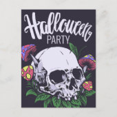 ハッピーハローウィン |スカルとキノコ ポストカード (正面)