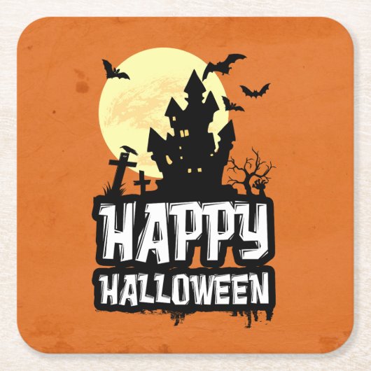 ハッピーハローウィン スクエアペーパーコースター (正面)
