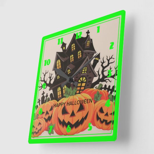 ハッピーハローウィン スクエア壁時計 (傾斜)