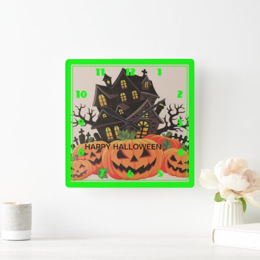 ハッピーハローウィン スクエア壁時計 (ホーム)